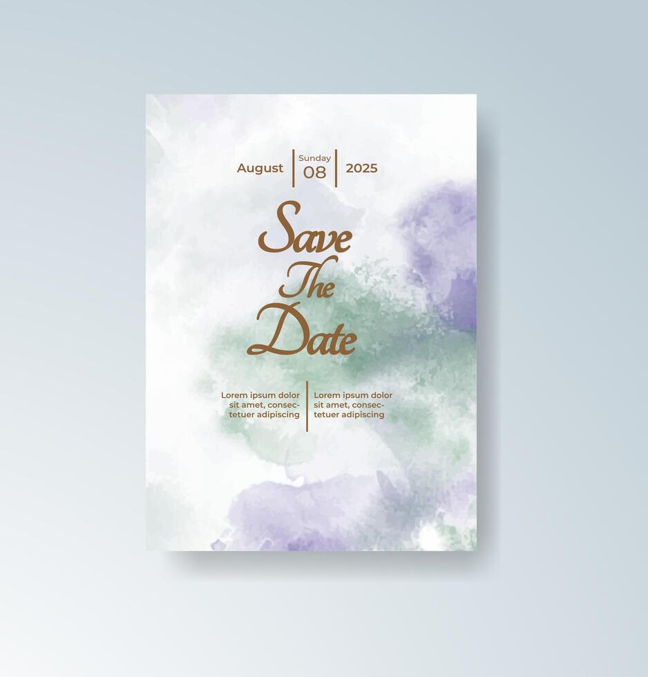 Light watercolor wash on minimalist wedding card. vector
