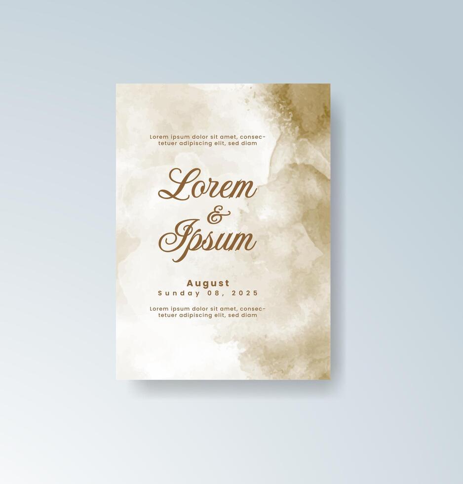 Handcrafted wedding card with watercolor elements. vector