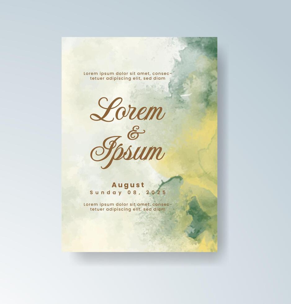 Wedding invitation with painted watercolor background. vector