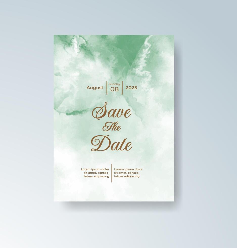 Simple wedding card with soft watercolor overlay. vector