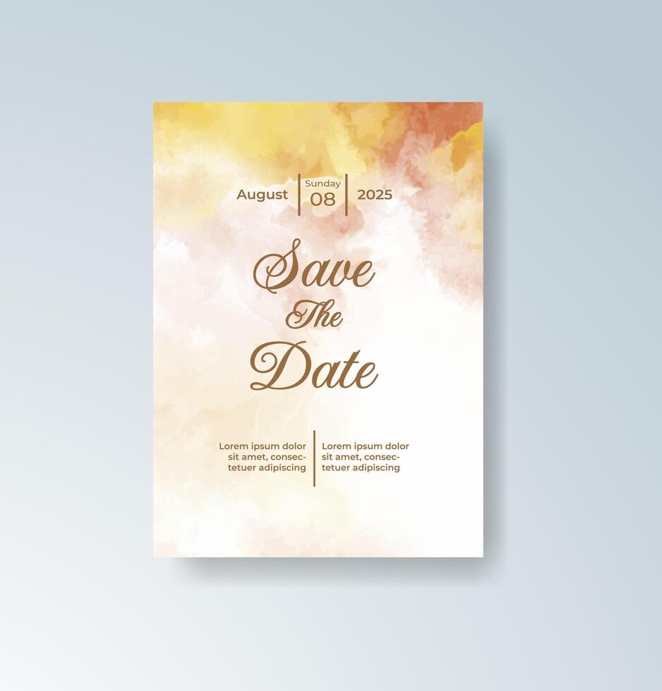 Romantic wedding card with watercolor illustration. vector