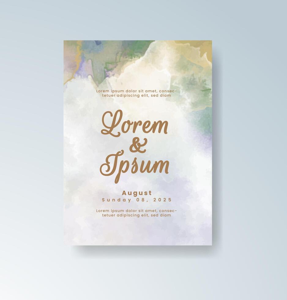 Bohemian wedding invitation with abstract watercolor art. vector