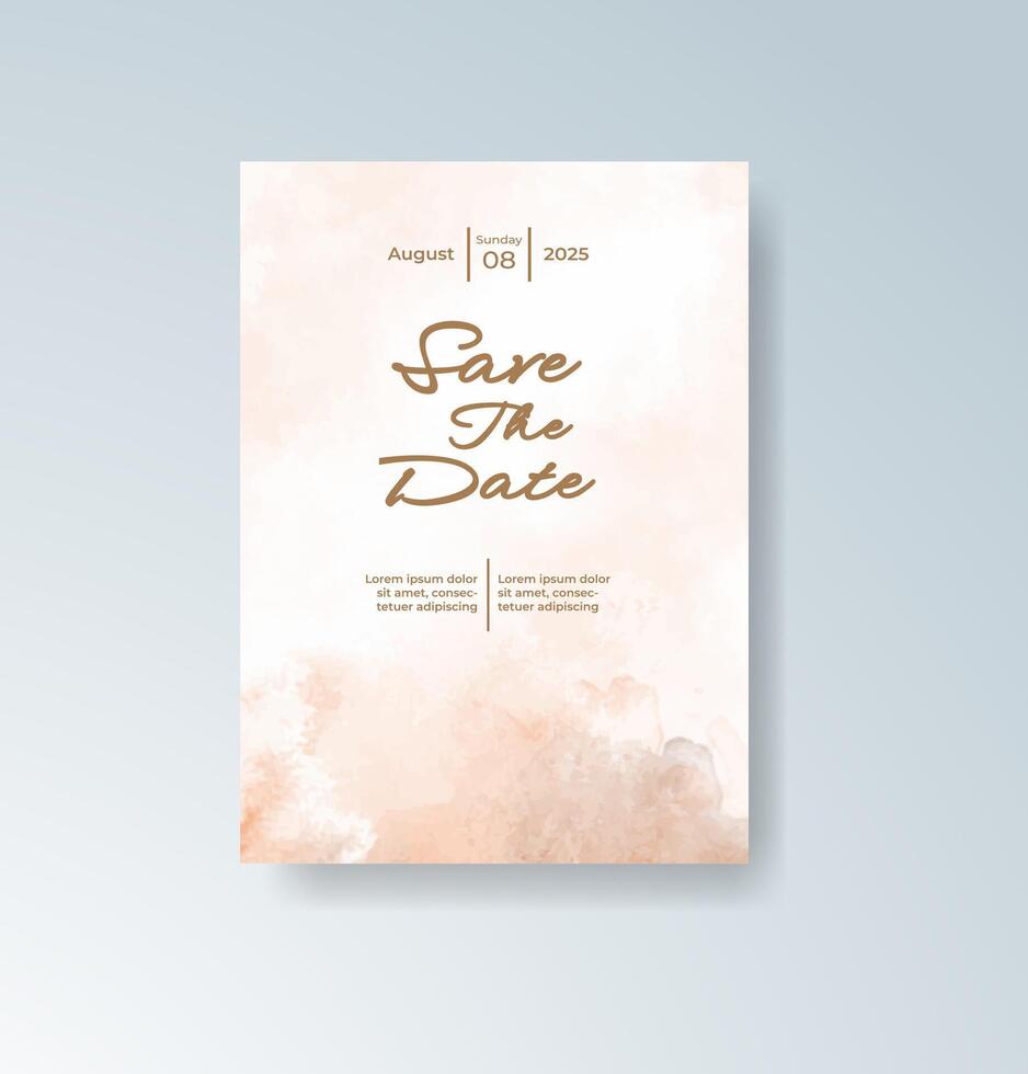 Minimalist invite with soft watercolor brush textures. vector