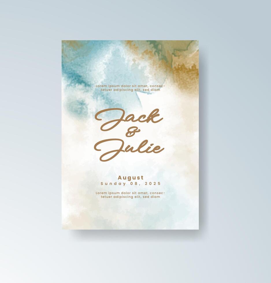 Beautiful wedding card with hand-drawn watercolor patterns. vector