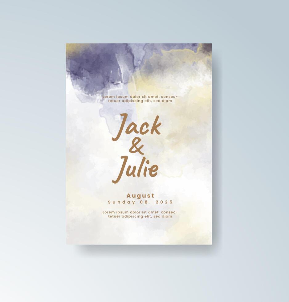 Whimsical wedding invite with light watercolor wash. vector