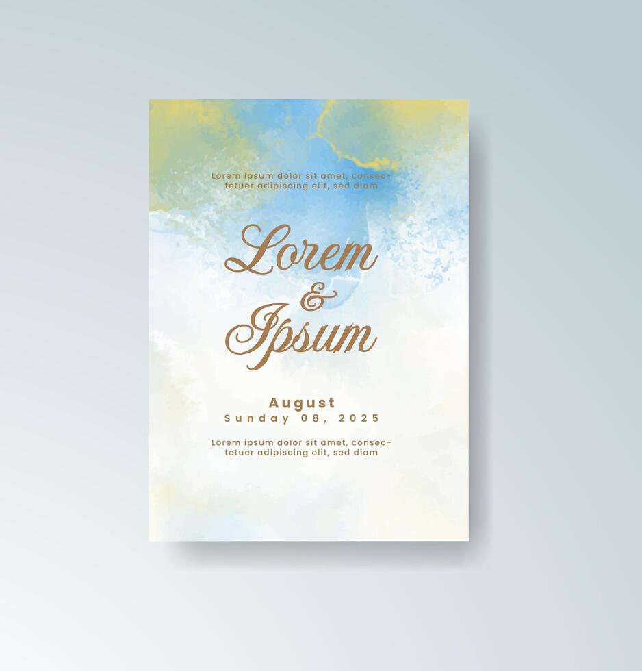 Chic wedding card with hand-painted watercolor design. vector
