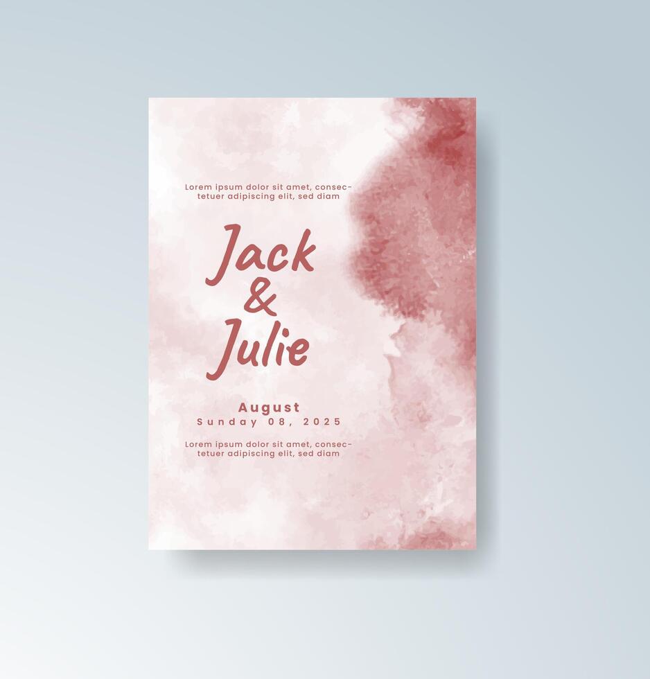 Pale pink and dusty blue watercolor card for soft events. vector