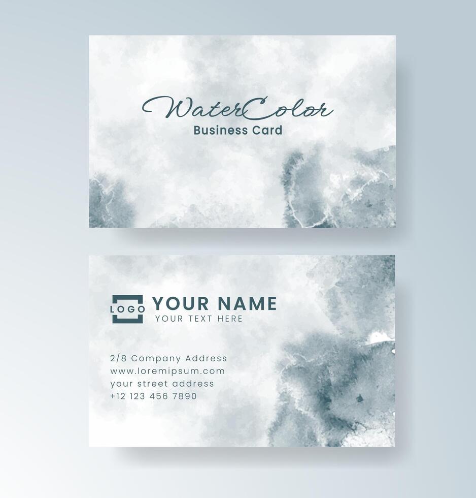 Cool-toned watercolor effects in a clean business card layout. vector