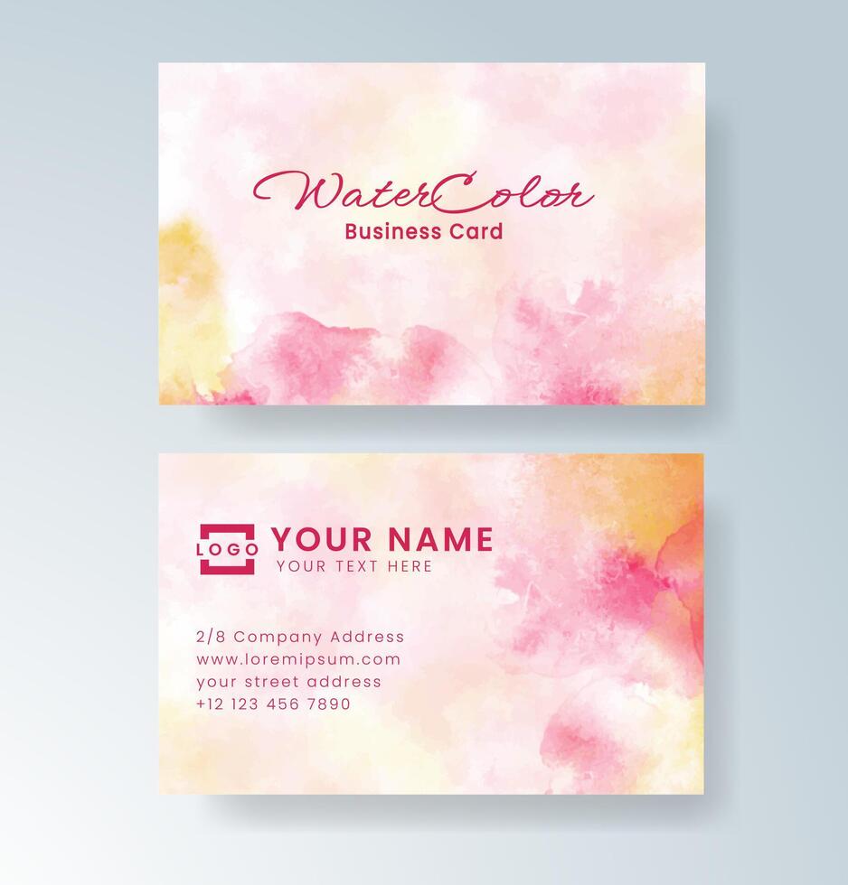 Fresh and colorful business card with subtle watercolor tones. vector