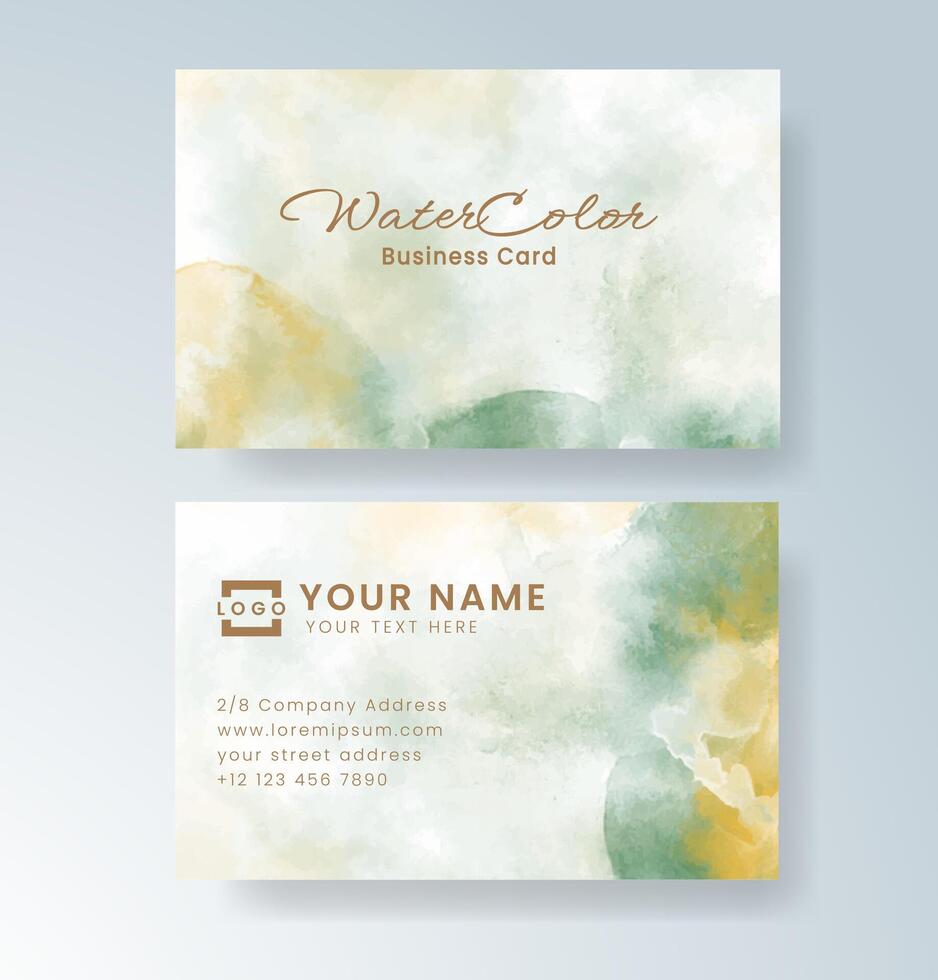 Refined business card with creative watercolor brush elements. vector