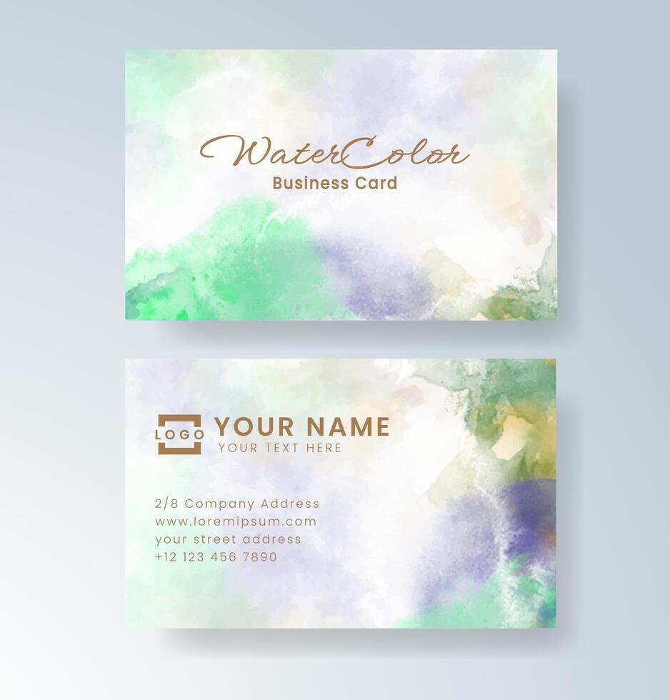 Simple yet artistic business card with watercolor fade. vector