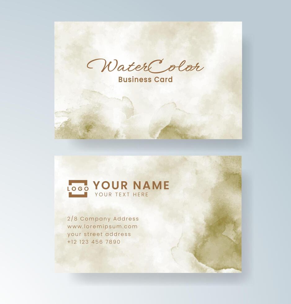 Stylish business card with minimal text and watercolor backdrop vector
