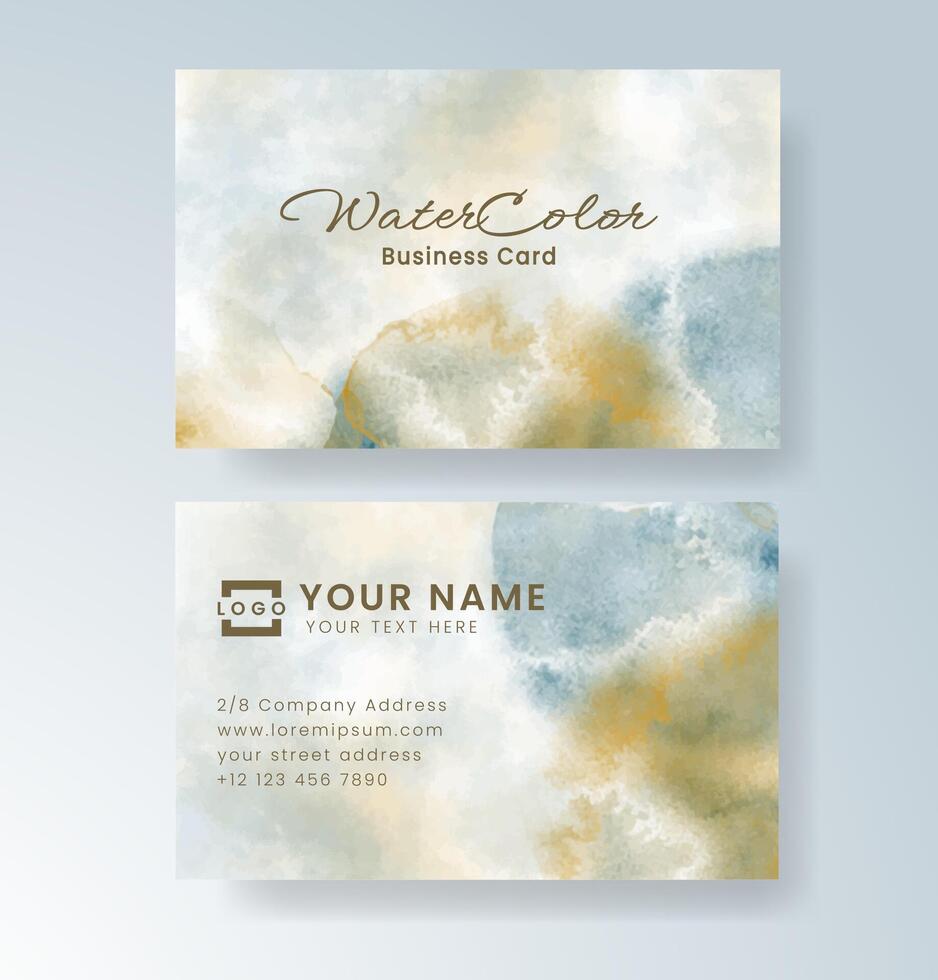 Creative business card with elegant watercolor design elements. vector