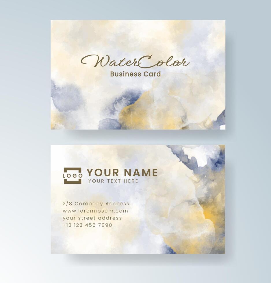 Modern watercolor-themed business card with artistic flair. vector