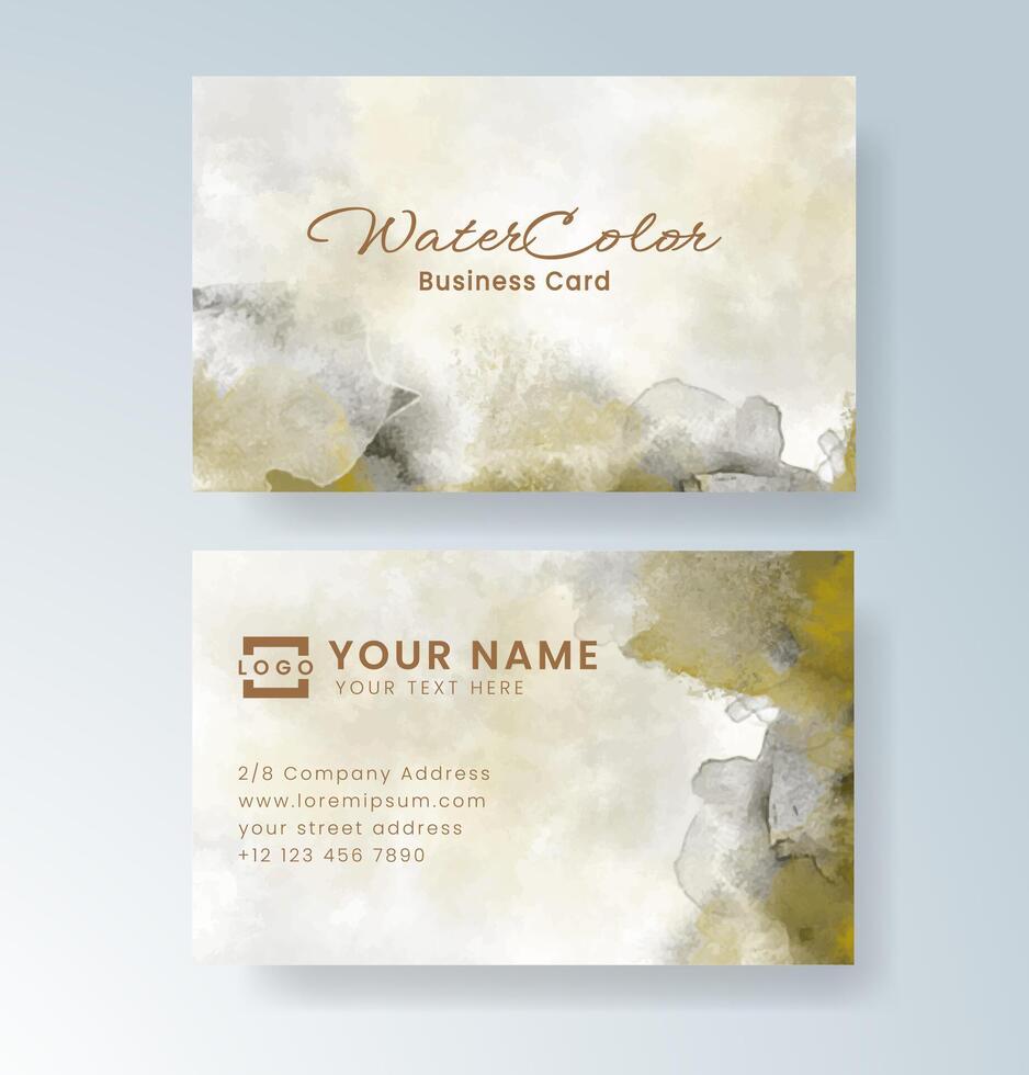 Professional business card template with a watercolor splash. vector
