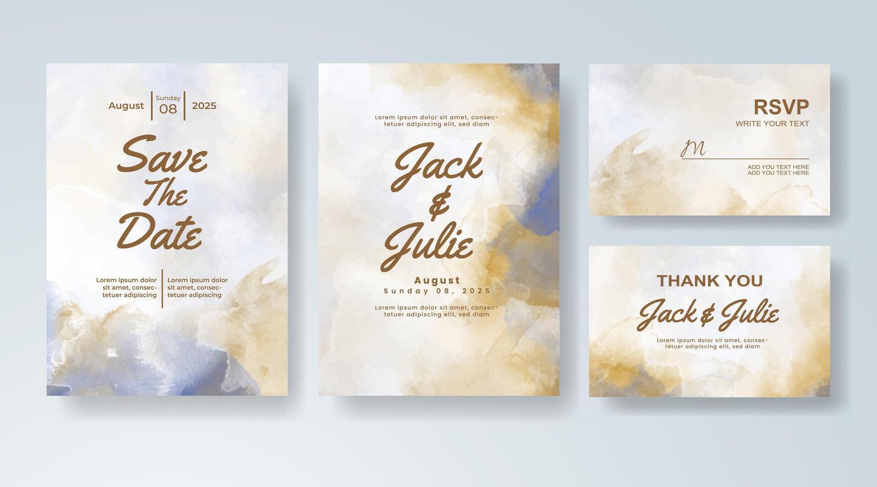 Calm and colorful, this wedding invite uses splash art beauty. vector