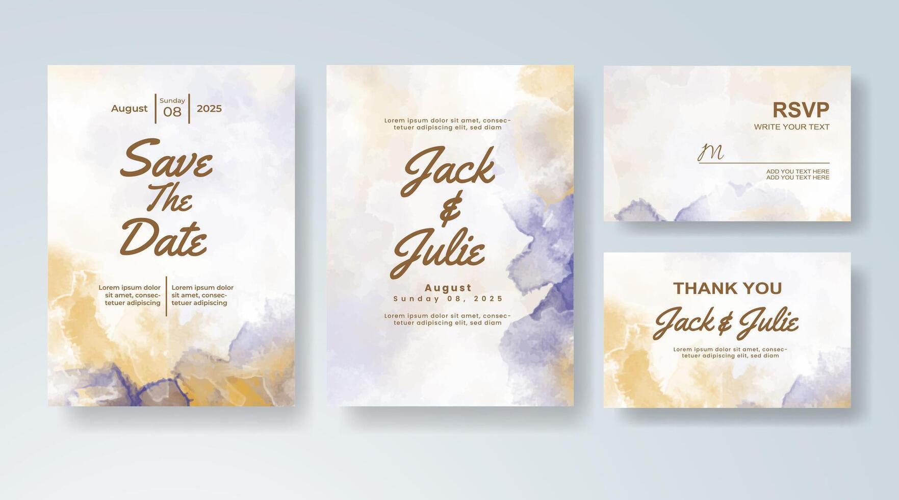 Whimsical watercolor backdrop sets the tone for wedding celebration. vector