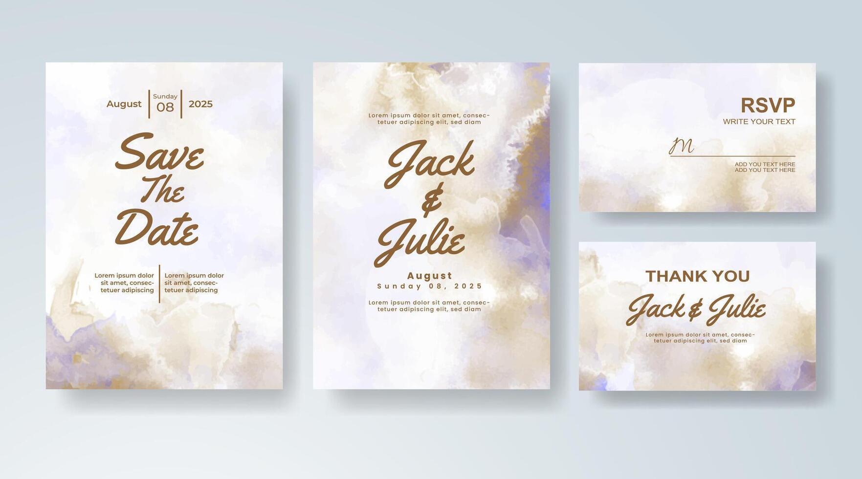 Flowing artistic splashes on a digital wedding invitation. vector