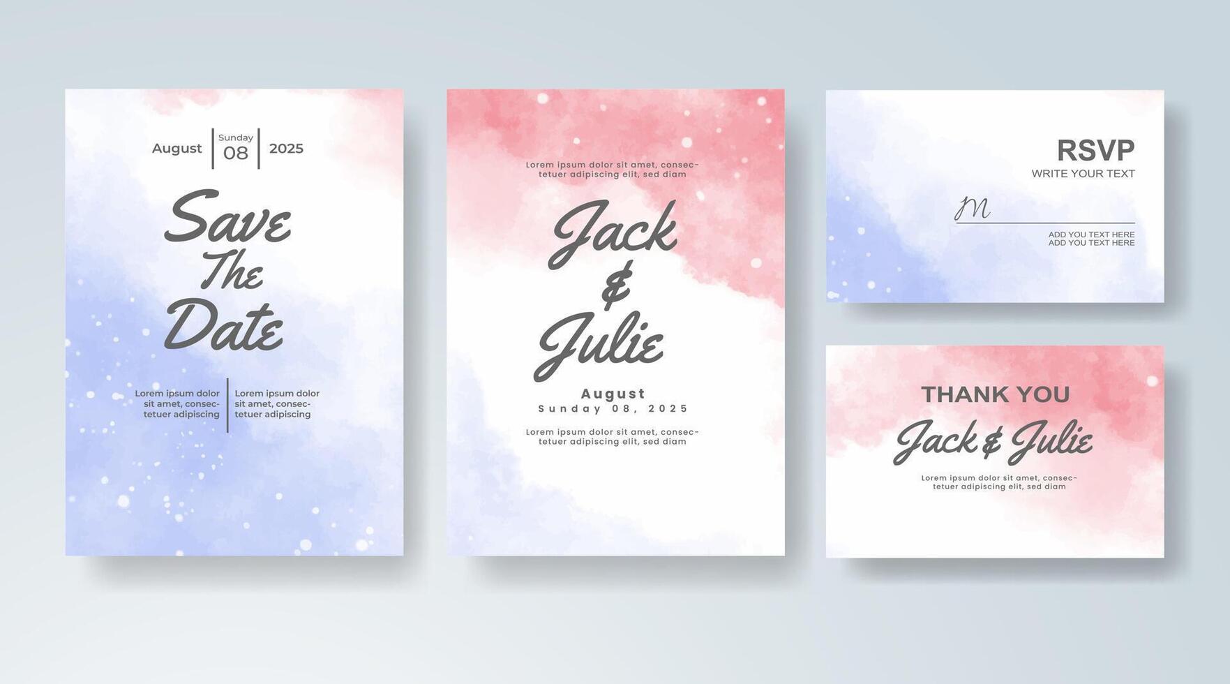 Watercolor artistry and romance merge in this invite. vector