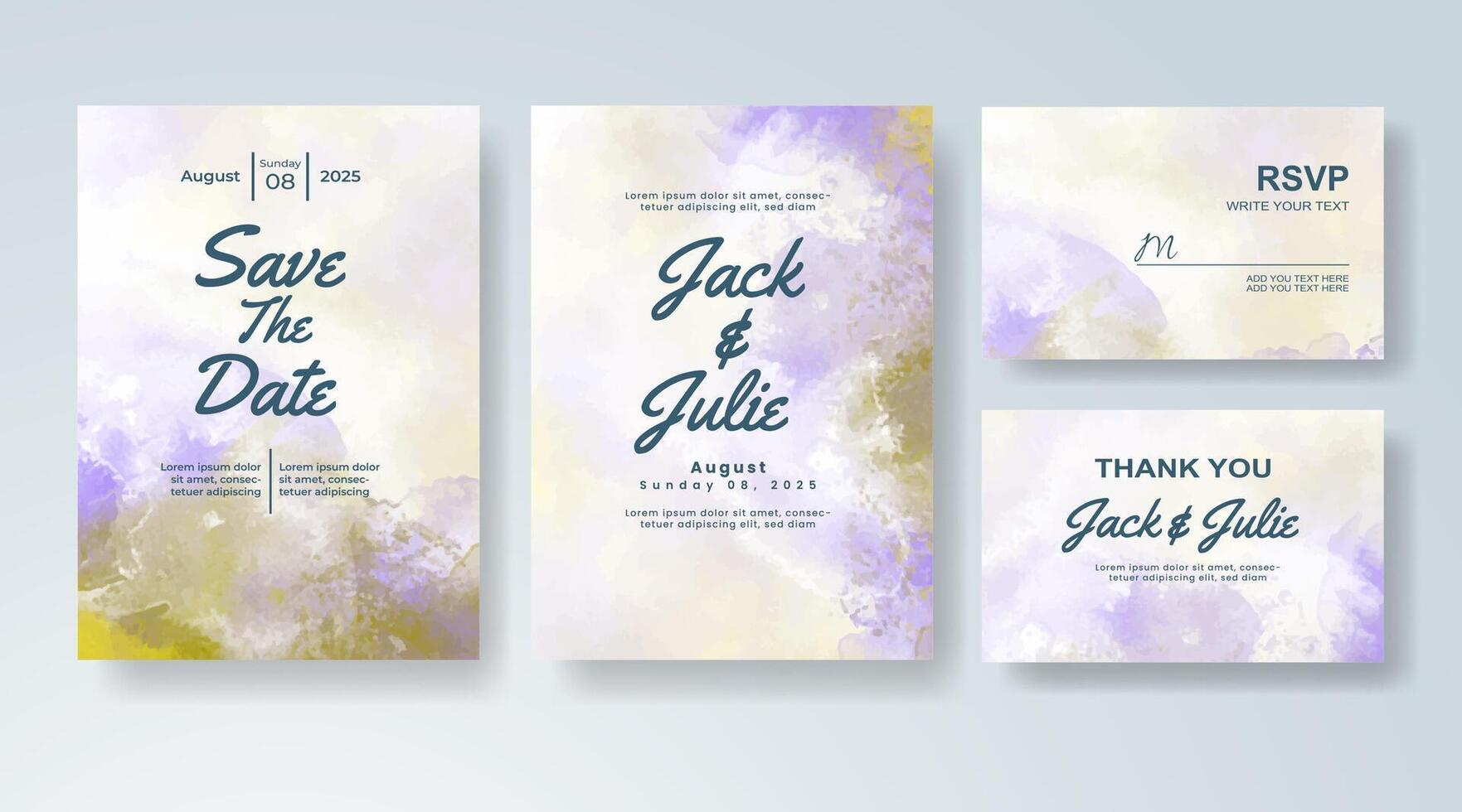 Wedding invitation with flowing abstract color accents. vector