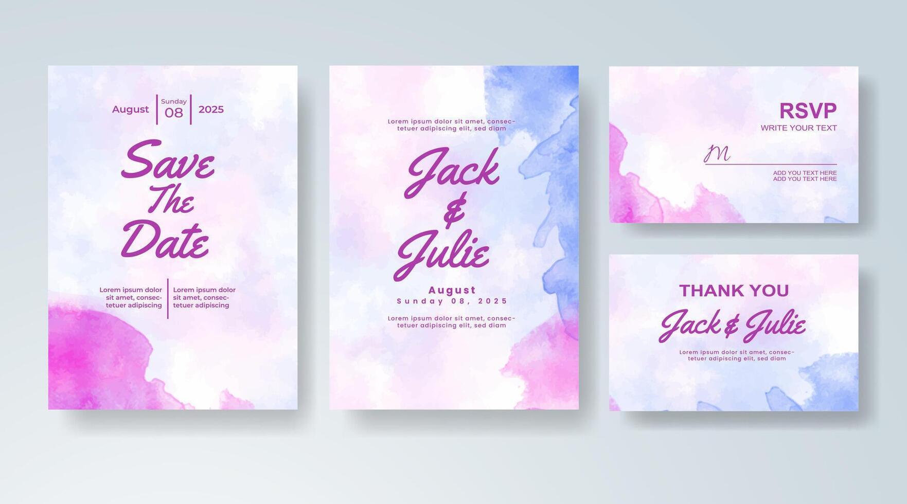 Minimalist wedding card with expressive splash accents. vector