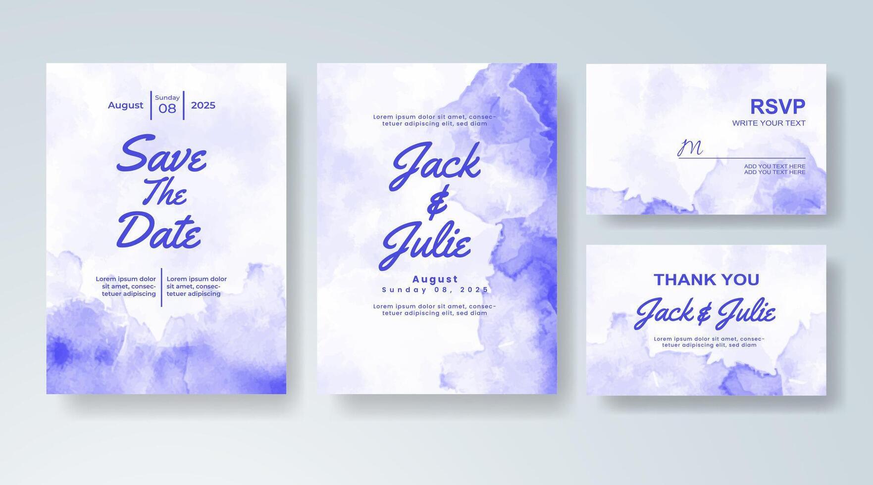 Wedding invitation glowing with pastel watercolor ambiance. vector