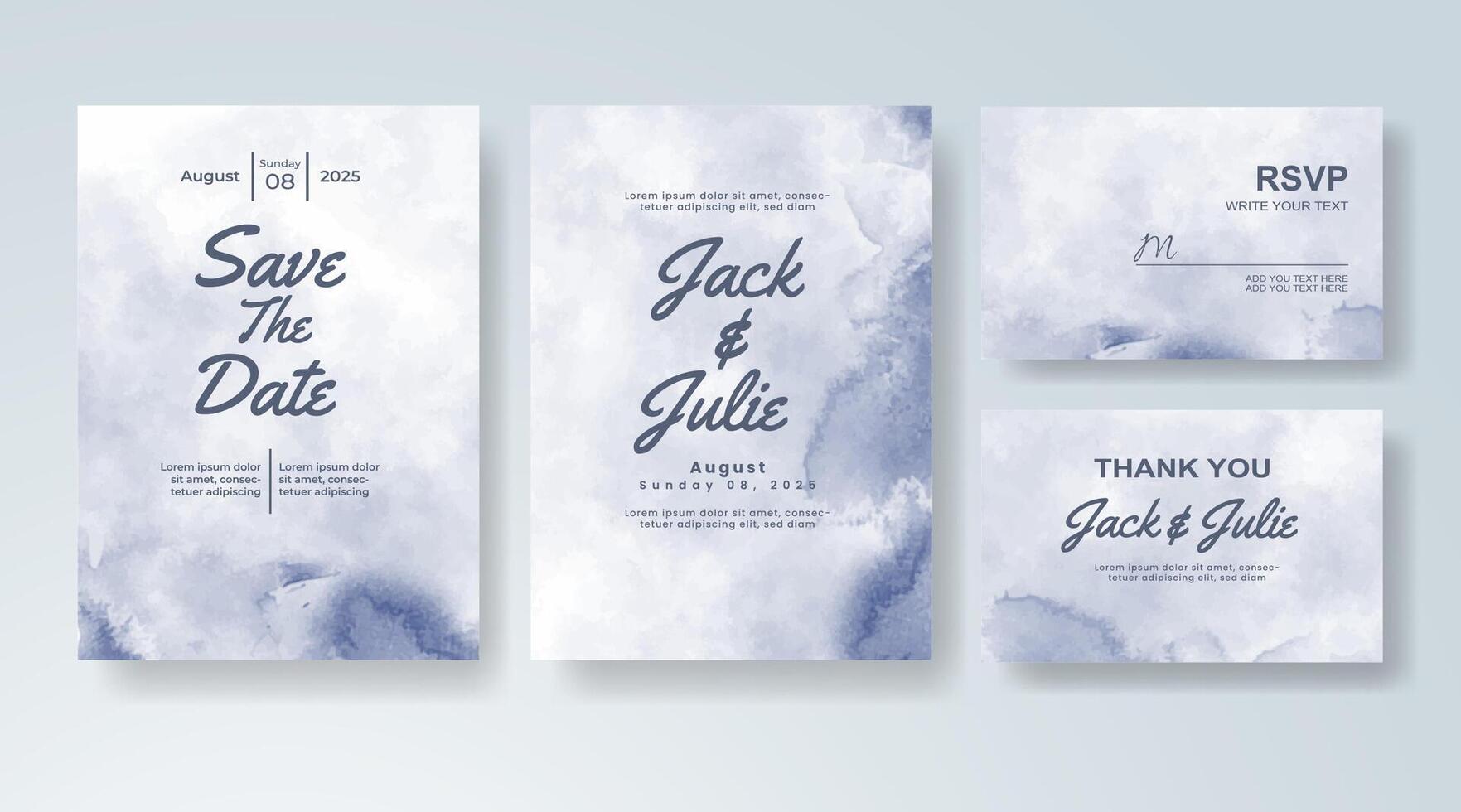 Airy and romantic watercolor invitation in modern digital form. vector