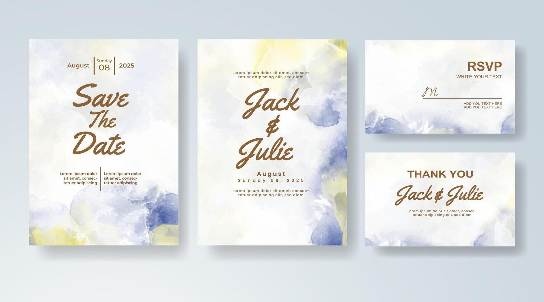 Graceful wedding card layout with soft digital painting. vector