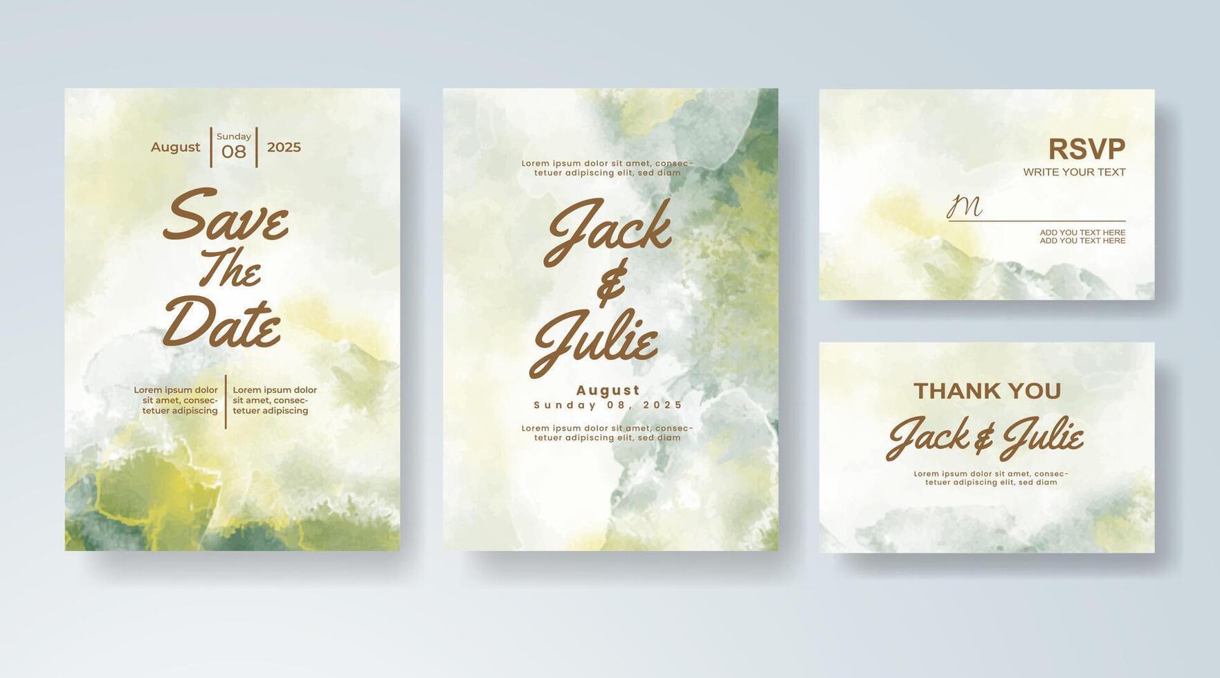 Playful brushstrokes and splashes in a digital wedding design. vector