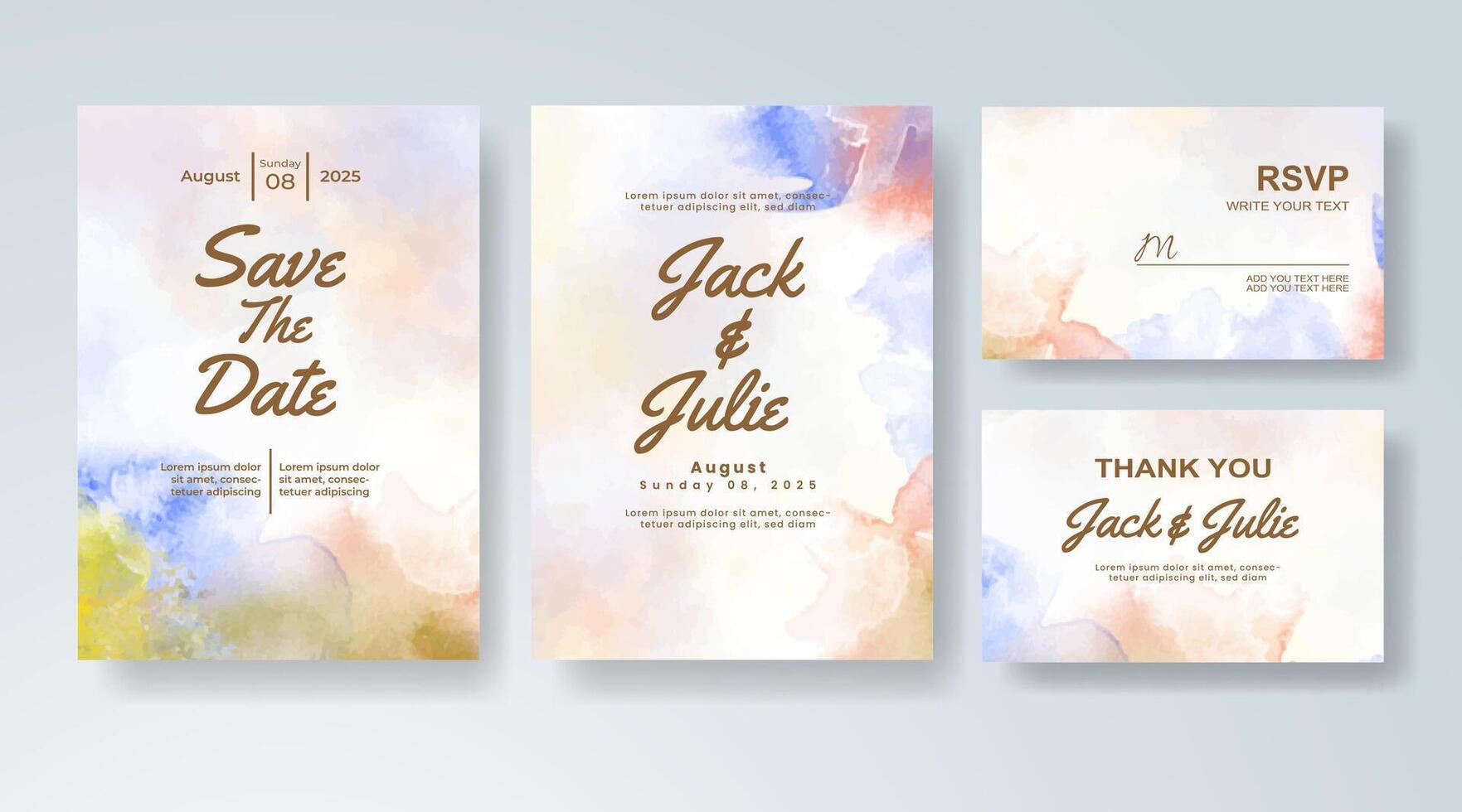 Painterly abstract wedding design with gentle brush splashes. vector