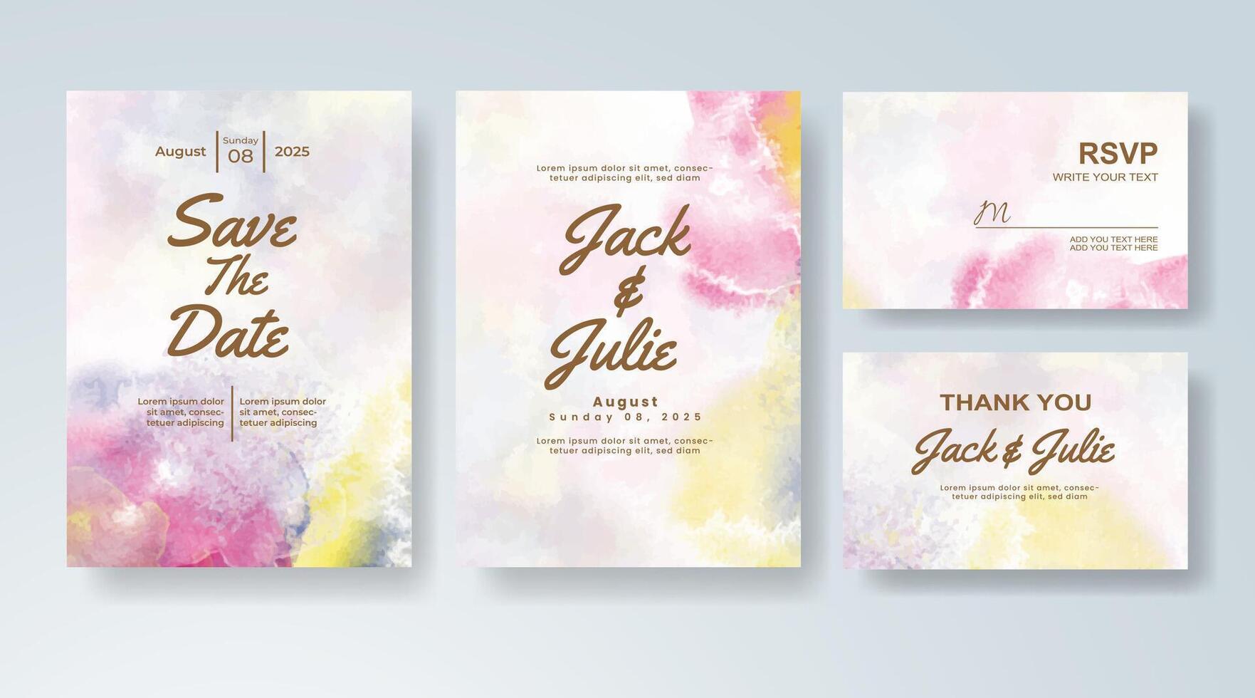 Digital watercolor aesthetic for a stylish wedding invite. vector
