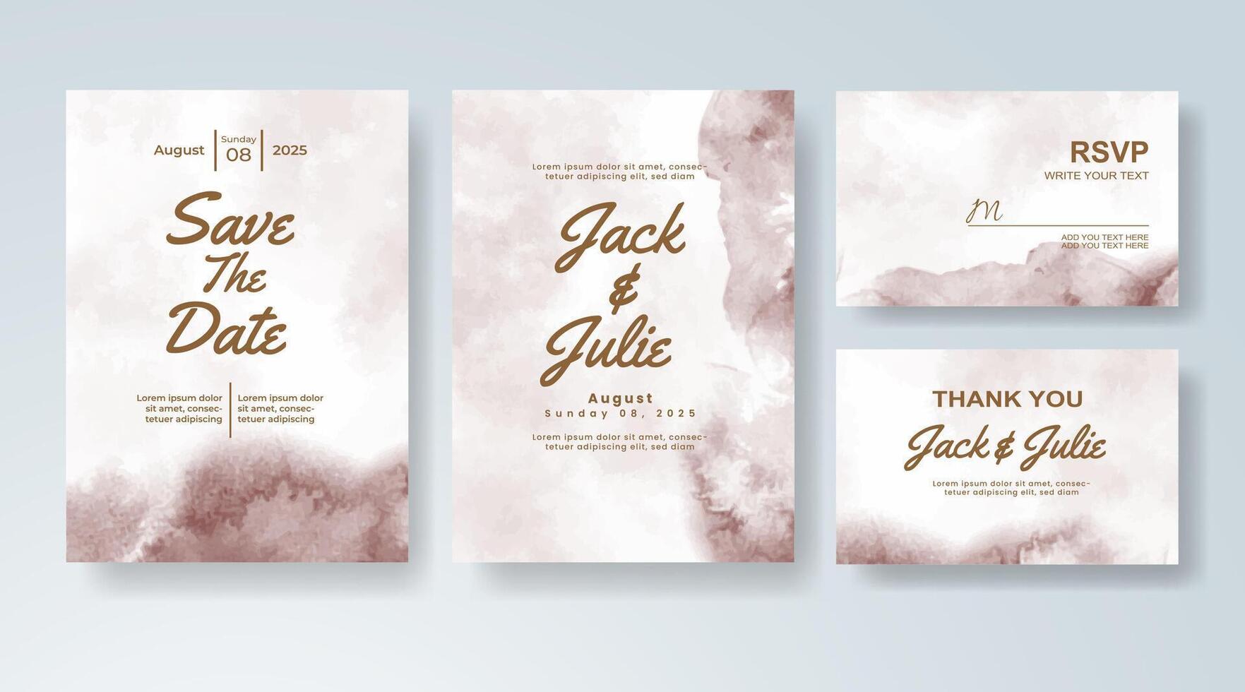 Subdued digital splash art for elegant wedding stationery. vector