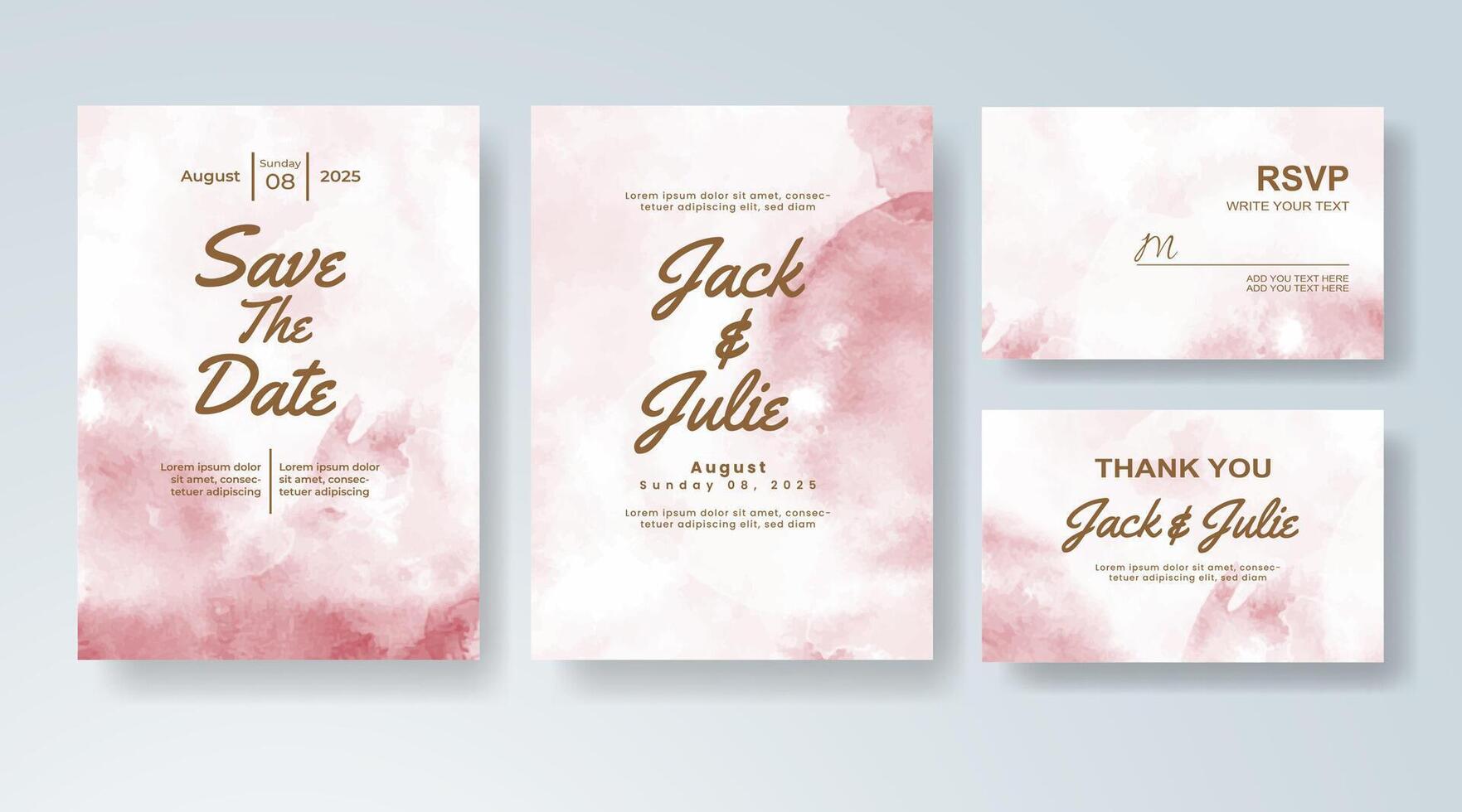 Splash watercolor wedding invite with romantic flair. vector