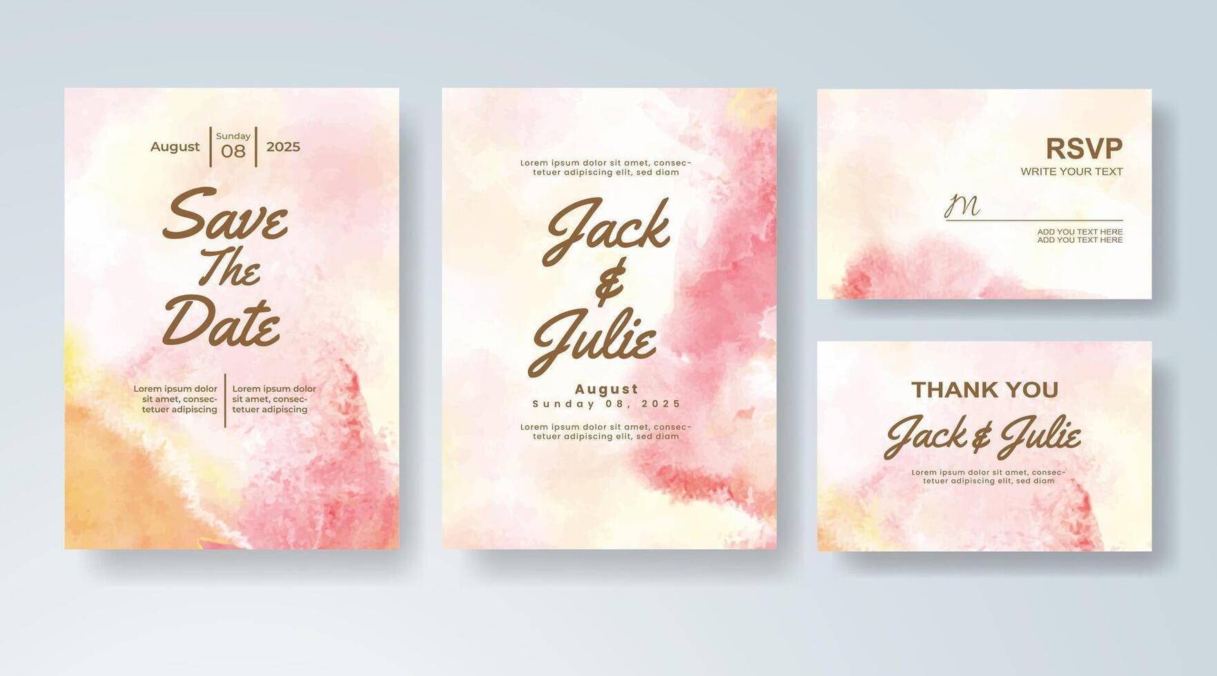 Sophisticated wedding invite with painterly digital textures. vector