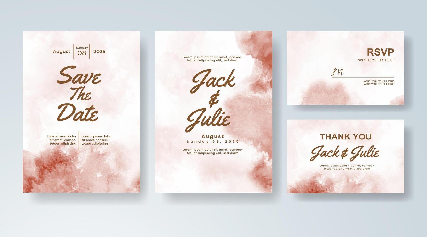 Soft and dreamy wedding card with abstract digital paint. vector