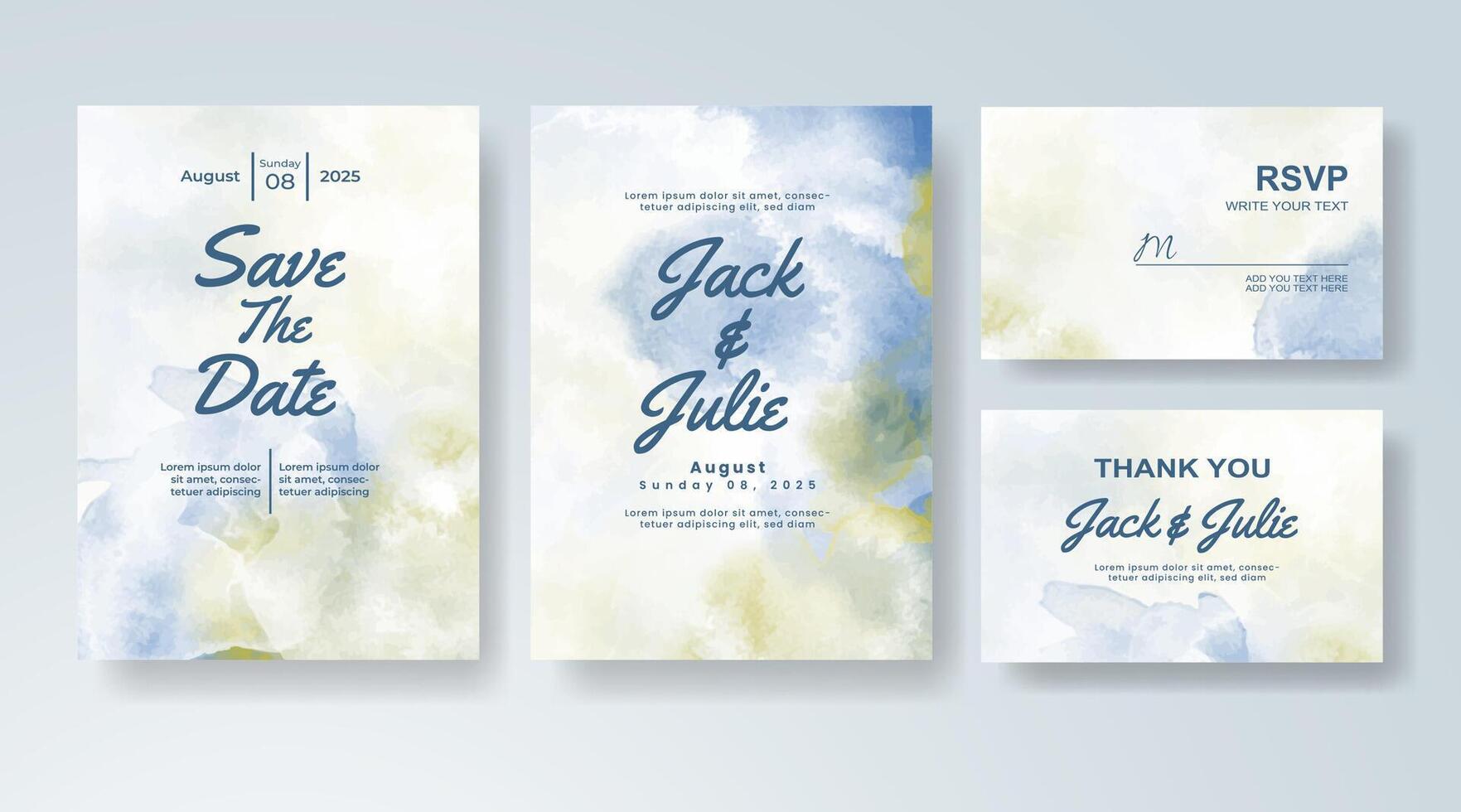 Delicate watercolor tones paint this abstract wedding design. vector