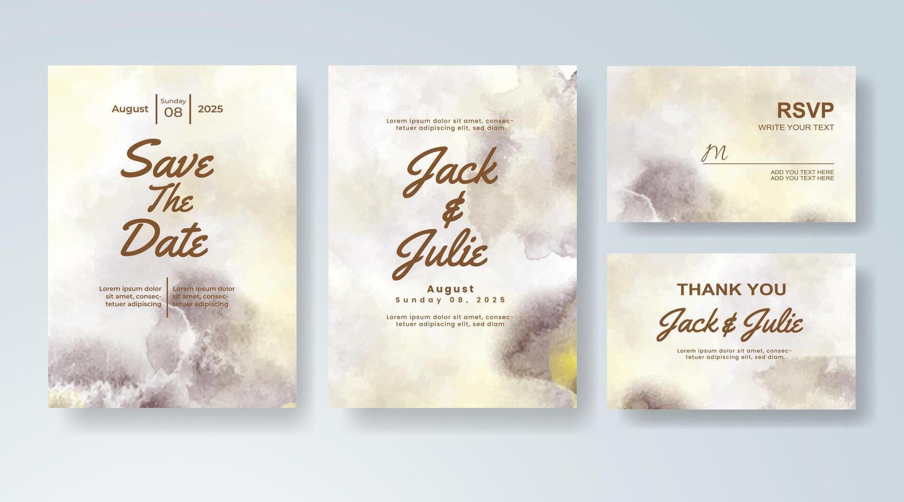 Digital canvas wedding invite with abstract color movement. vector