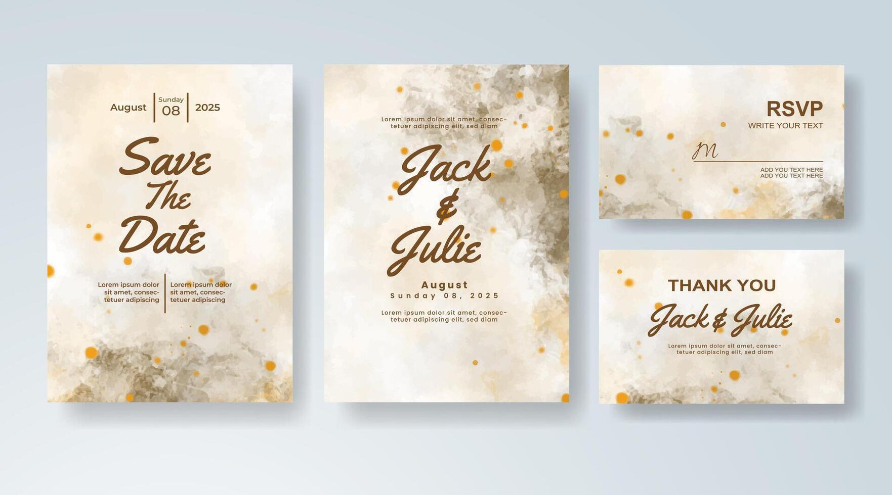 Romantic abstract watercolor concept for wedding stationery. vector