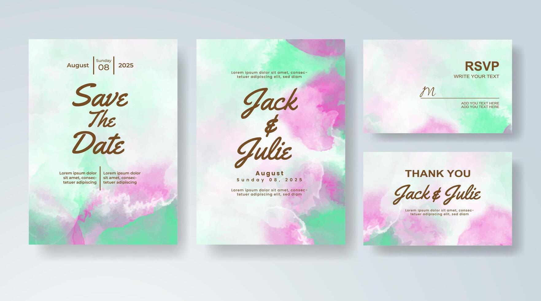 Soft abstract strokes create a charming wedding invitation. vector