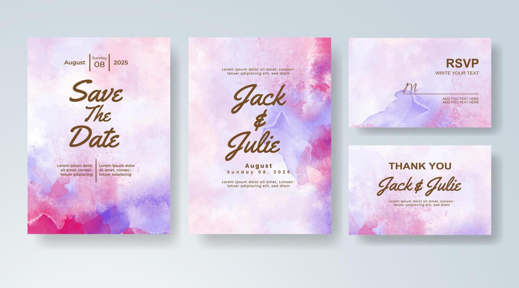 Hand-painted watercolor feel in a digital wedding layout. vector