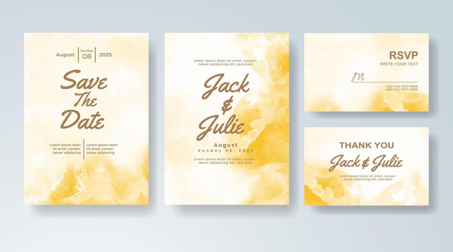 Artistic invitation template with modern watercolor abstractions. vector