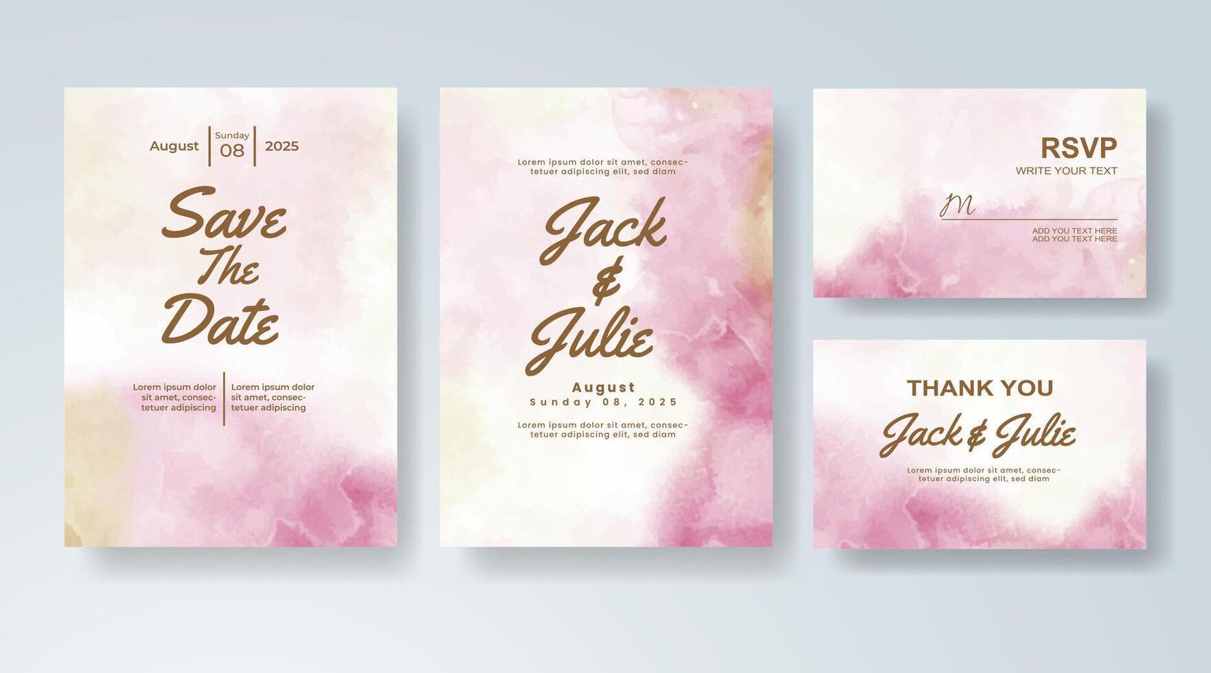Wedding invite featuring vivid splashes of digital watercolor. vector