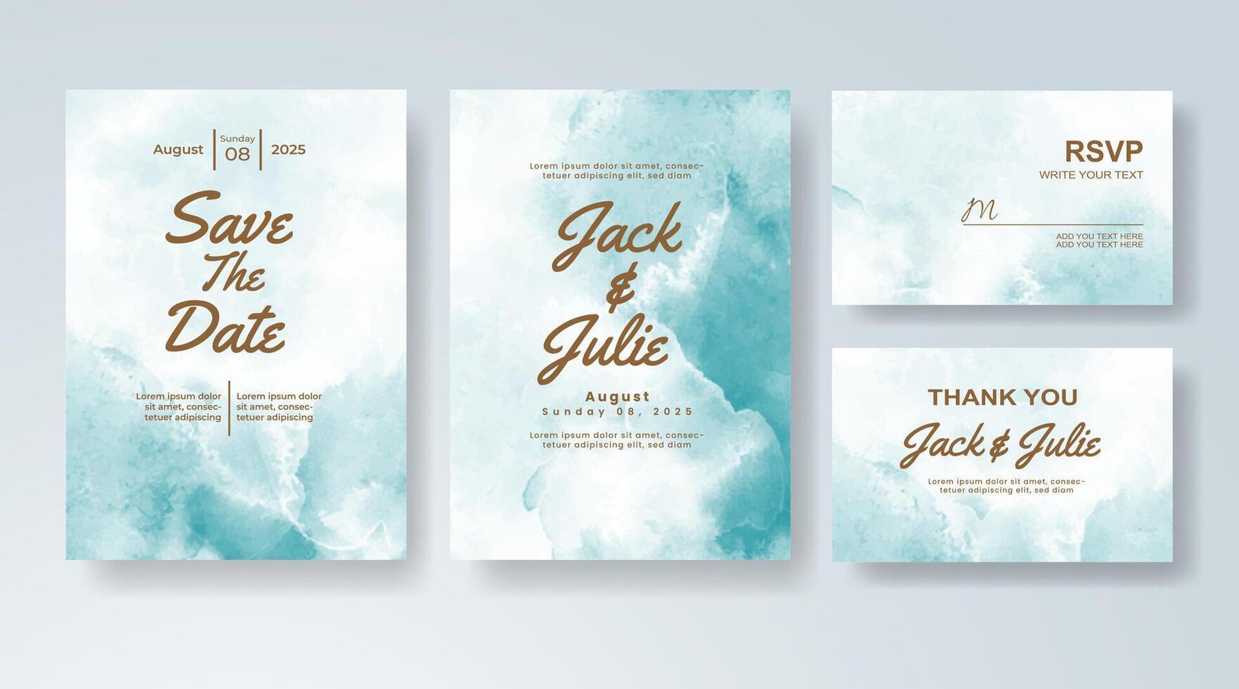 Watercolor wash and splash forming a modern wedding invite. vector