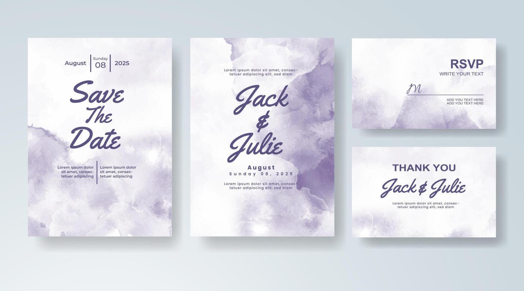 Romantic invite designed with soft abstract watercolor brushwork. vector