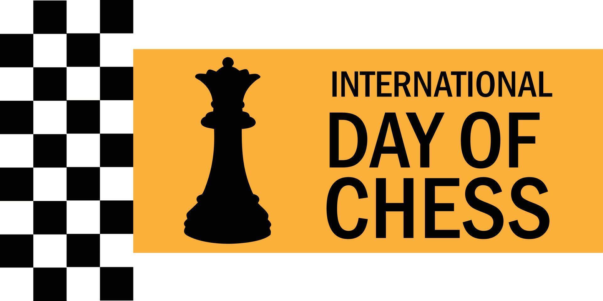 International Chess Day Banner with Yellow Background vector