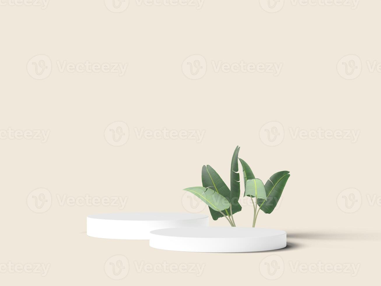 Simple plant podium set with soft cream background photo