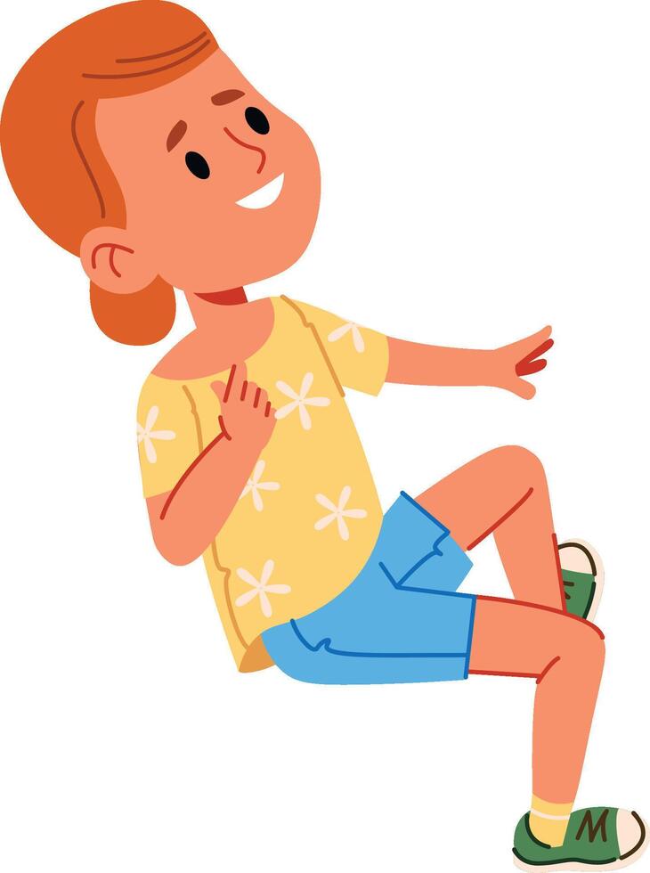 Smiling Child Sitting Playfully vector