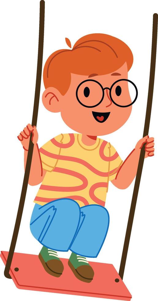 Boy on Swing with Glasses vector