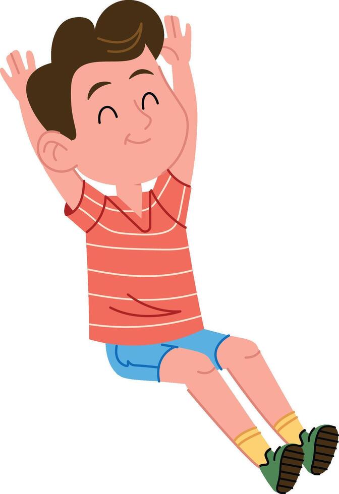 Cheerful Boy Raising Hands vector