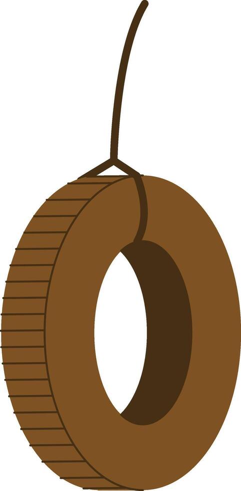 Tire Swing Hanging on Rope vector